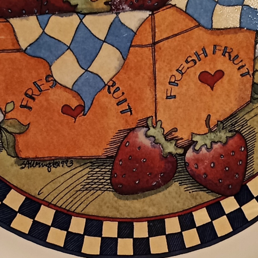 Strawberries Pie Plate Serving Dish.By Susan Winget Certified International Corp - Picture 5 of 12